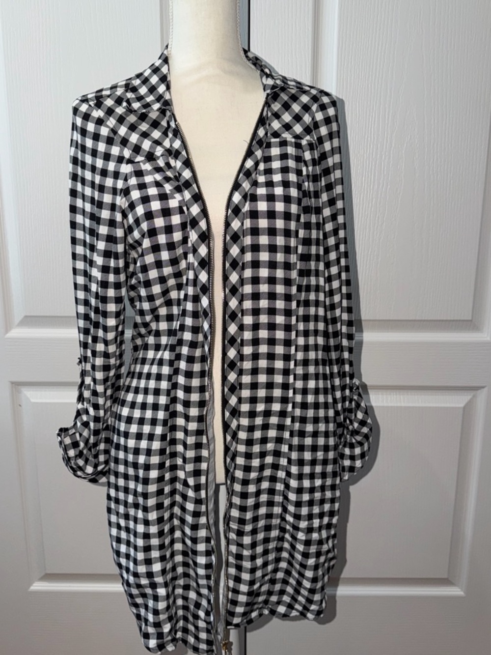 Guess Black and White Gingham Blazer Jacket